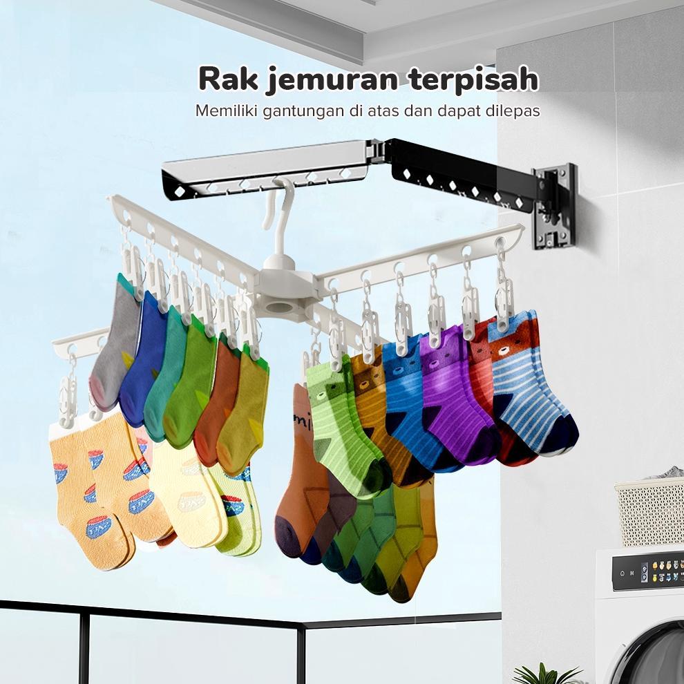 COOGER Jemuran Baju Bayi 3 Tingkat Portable Kapasitas Besar Gantungan Baju Berdiri Jemuran Handuk Je