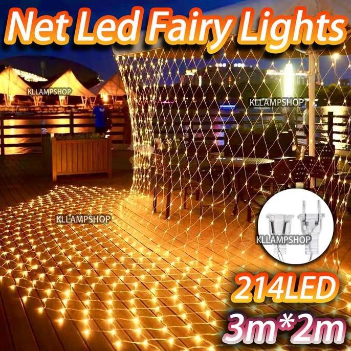 Lampu Hias Jaring Net 3X2 Meter Dekorasi Taman Lampu Natal Jala Jaring