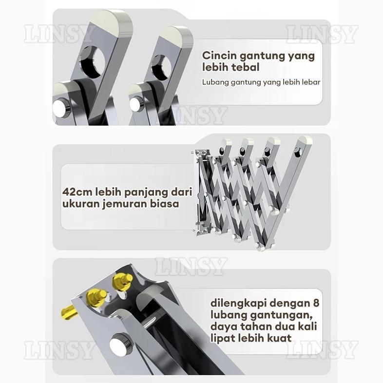Jemuran Dinding Lipat Stainless 2 Meter Jemuran Baju Pakaian Dinding Jemuran Lipat Dinding