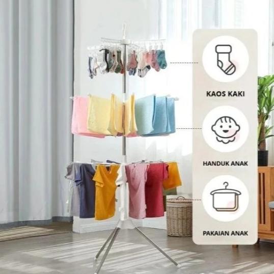 Jemuran Menara Lipat 3 Tingkat Portable / Tiang Jemuran Portable / Tiang Jemuran Praktis 3 Tingkat 1