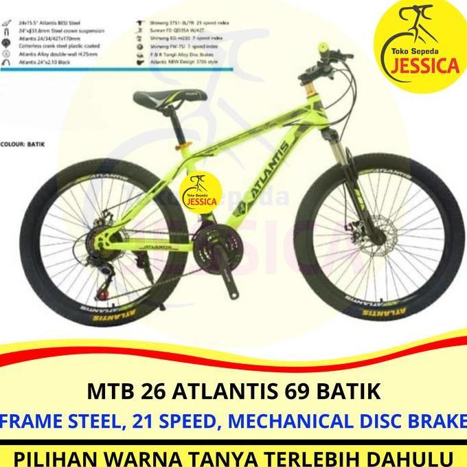 Terbaru Sepeda Gunung Mtb 26 Atlantis Harley Batik 69 Rem Disc Murah