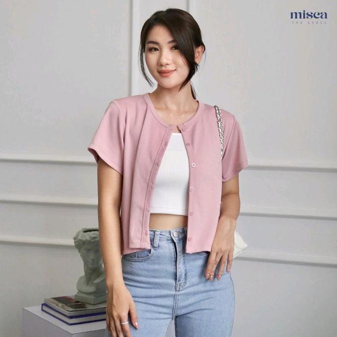 Momo Shirt Cardigan Lengan Pendek Knitwear Wanita