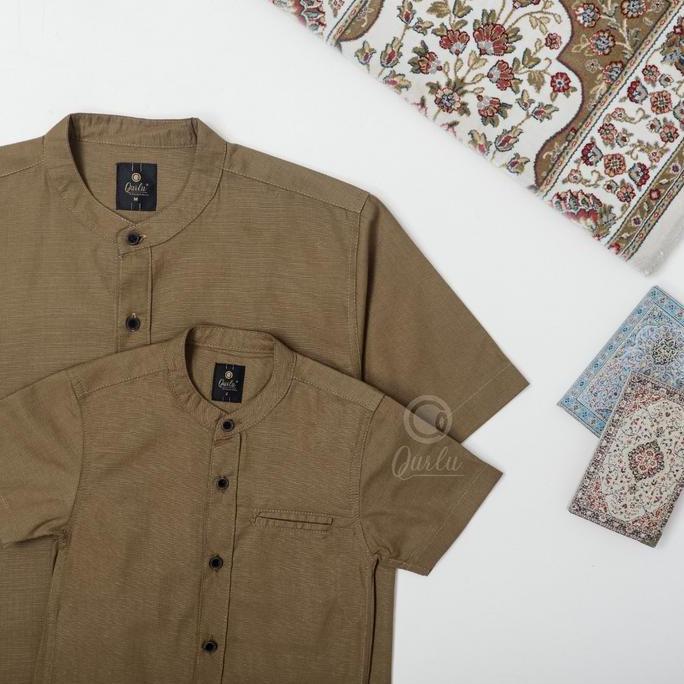 Qurlu - Kemeja Koko Dewasa/Anak warna COKLAT MOCCA (Bisa couple ayah anak)