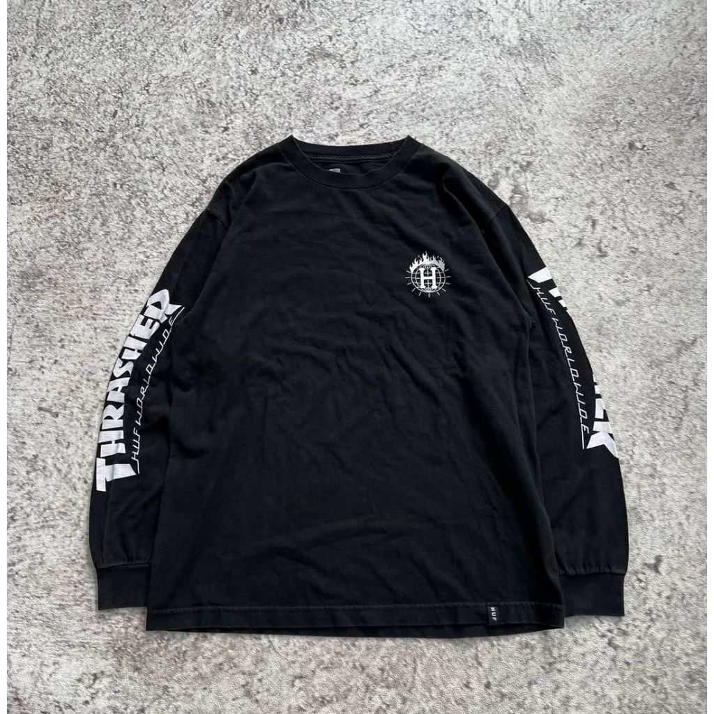 Kaos LONGSLEEVE thrasher spalout Thrasher Kaos lengan panjang Thrasher MAN branded