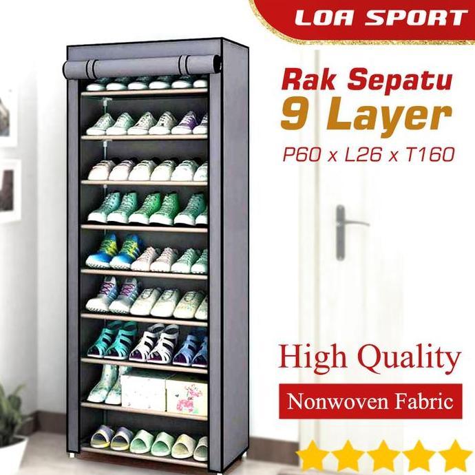 Rak Sepatu Lemari Susun Rakit Rangka Pipa Besi 10 Tingkat