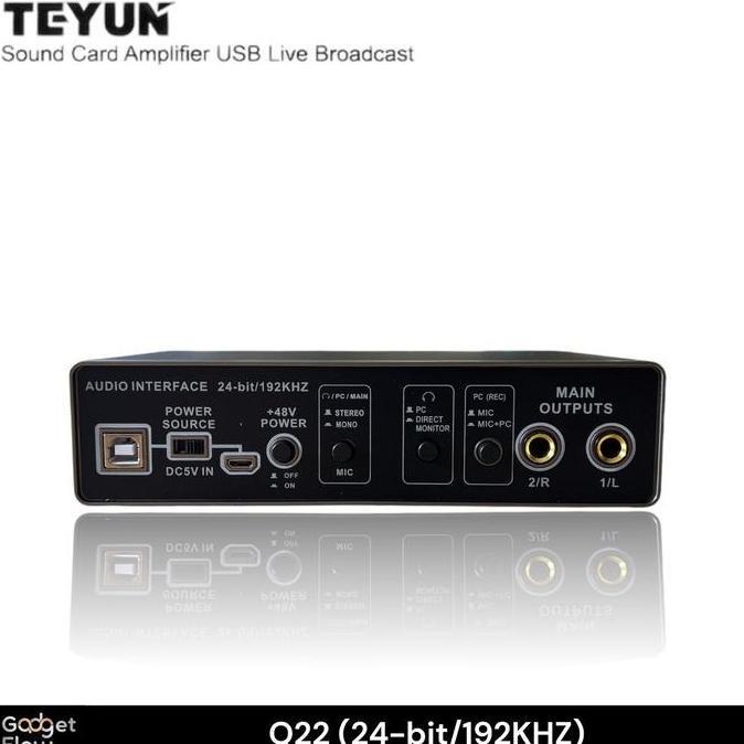 Soundcard TEYUN Q22 Audio Interface 2 Channel 24bit/192KHZ ORIGINAL untuk Laptop Microphone [terbaik