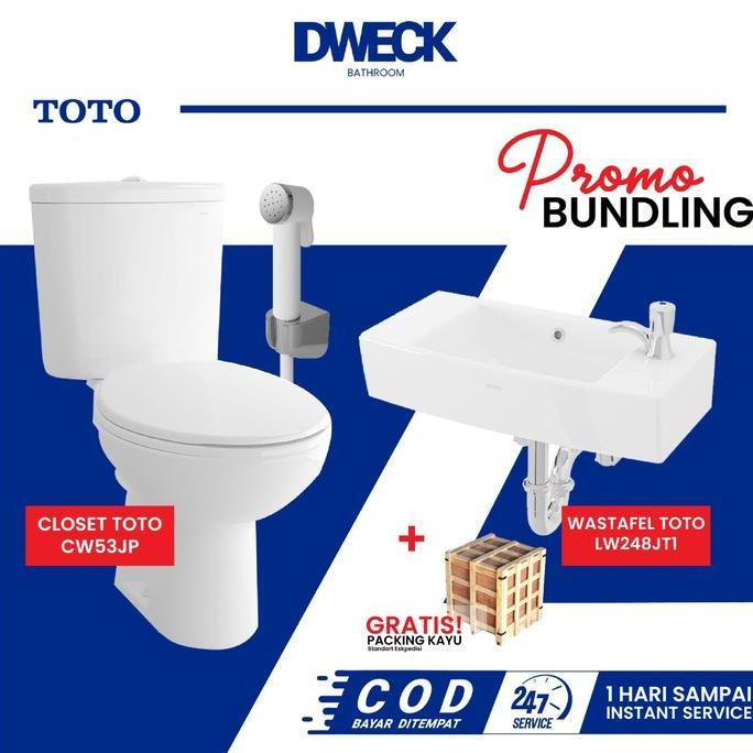 Promo DWECK - PAKET LENGKAP Closet Duduk dan Wastafel TOTO CW53JP LW248J Original COD