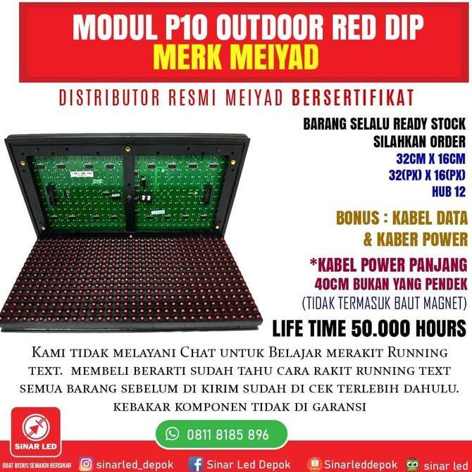 Module Led Panel P10 RED DIP Outdoor