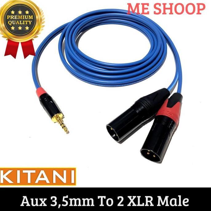 TERMURAH - jack audio 3.5mm stereo cabang to 2 xlr canon male 3pin 5M original