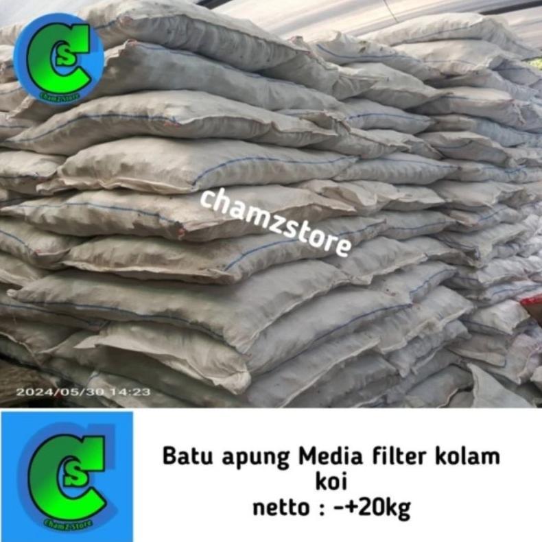batu apung 20kg media filter kolam koi / batu apung karungan / batu apung media filter / batu apung