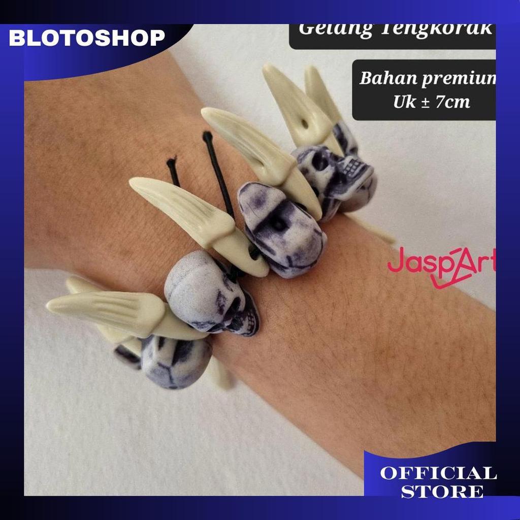 Gelang Tangan Aksen Kepala Tengkorak Gelang Tengkorak Taring Gelang Halloween Gelang Unik Cod