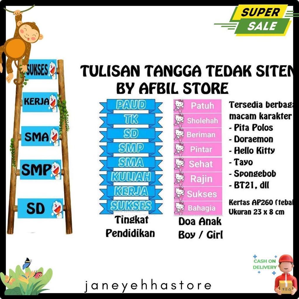 Cod Tulisan Tangga Tedak Siten Turun Tanah Pitonan Anak Bayi / Dekorasi Hiasan Tasyakuran 7 Bulanan