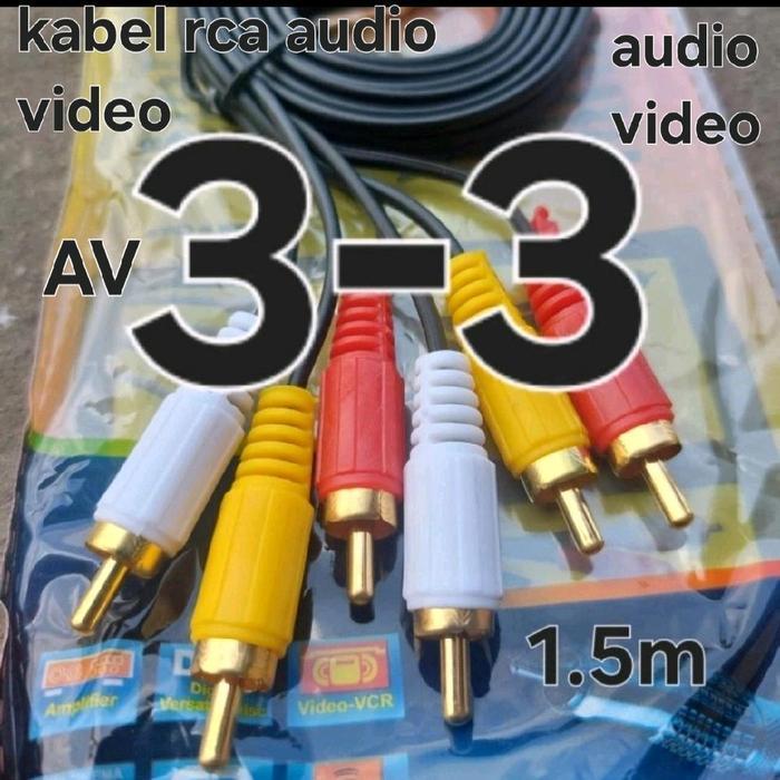 KABEL RCA 3-3  JACK RCA 1.5M CABLE RCA AUDIO VIDEO AV INPUT TV STB DVB JACK SOKET 3 WARNA MERAH HITA
