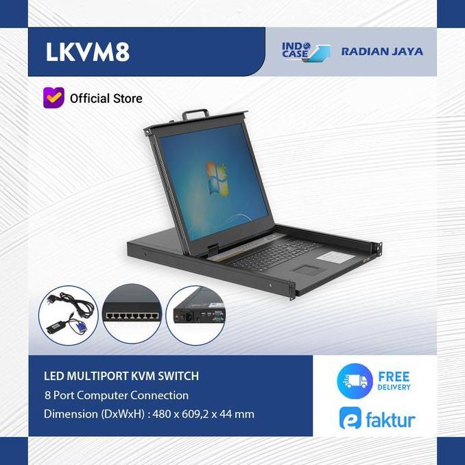 LED KVM-8 SWITCH KVM MONITOR 19" LCD DISPLAY 8 PORT UTP
