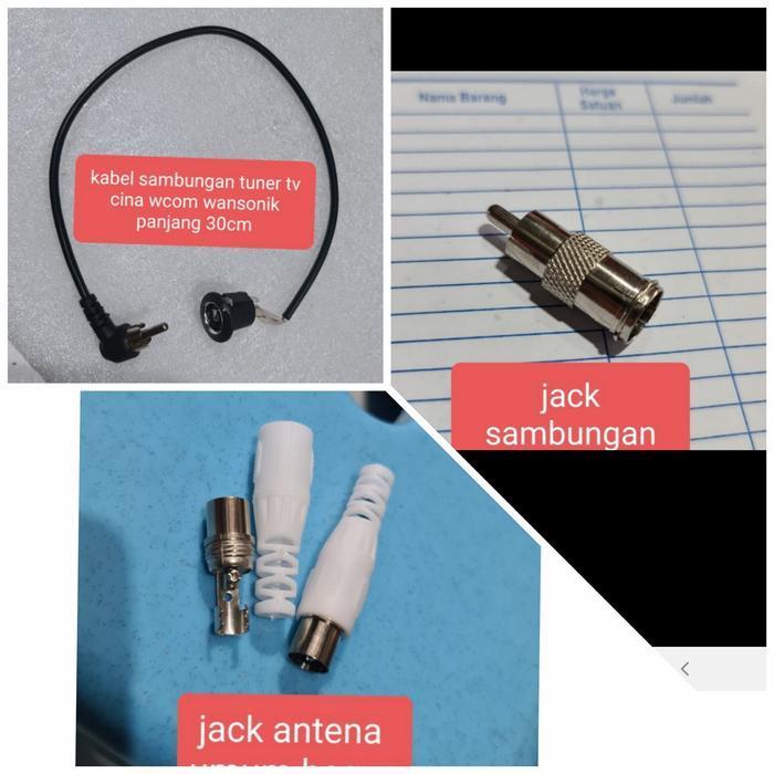 kabel jack sambungan antena over jack tuner tv mesin tv wcom wansonik analog dan digital stb set top