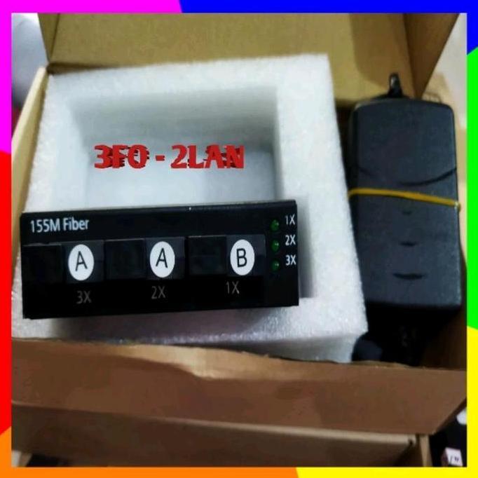Media Converter Fiber Switch 3 Port FO SC AAB 2 Port LAN RJ45 3SC 2RJ45 3FO 2LAN Fiber Optik