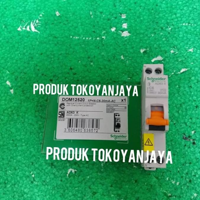 Promo RCBO SLIM DOMAE 1P+N 6A 30MA schneider/mcb +elcb 1p+n 6A 30ma COD
