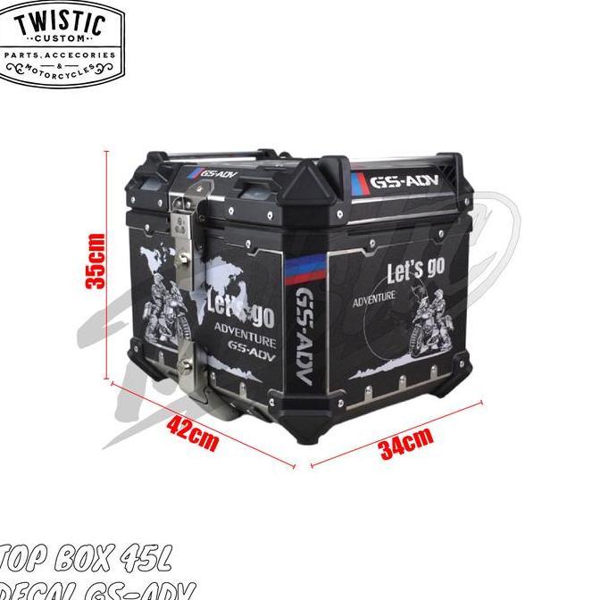 Top Box Pannier Tas Boks Bagasi Box Belakang Touring Decal 45L 45 Liter BMW G 310 R 1200 1250 GS RE 