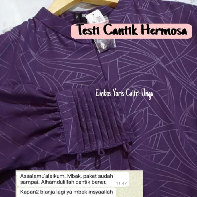 [Gamis Hermosa]Gamis embos hermosa motif abstrak warna UNGU TUA HERMOSA YORIS CALTRI abstrak/GAMIS U