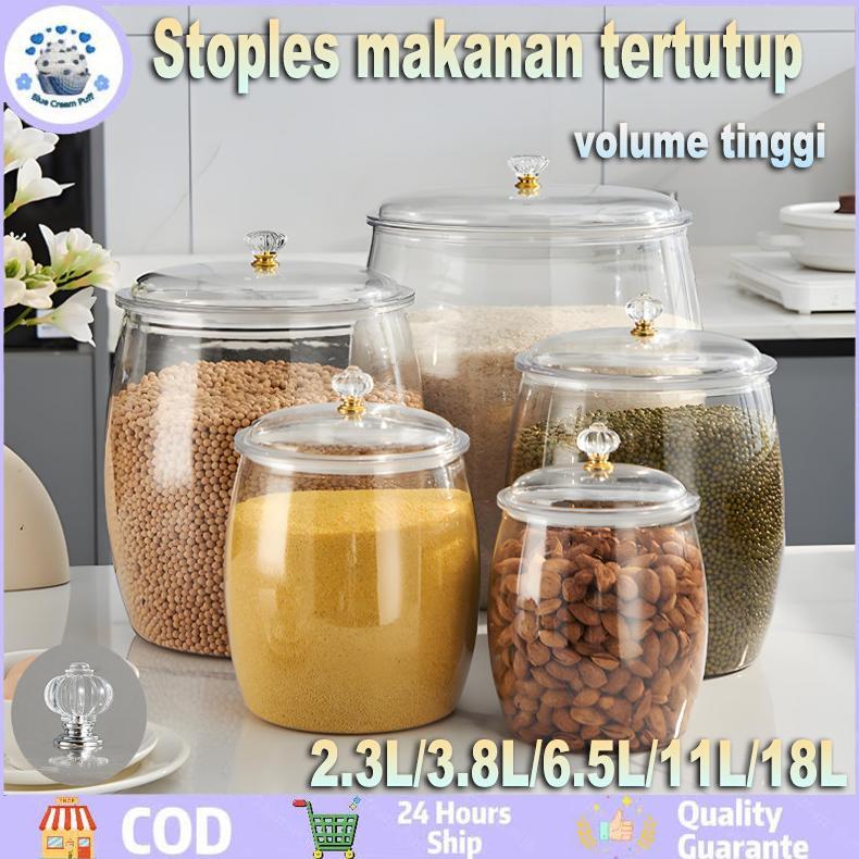 BANMOTSTORE Wadah Plastik Kedap Udara Kapasitas Besar Toples Transparan Anti Bocor Tempat Penyimpana