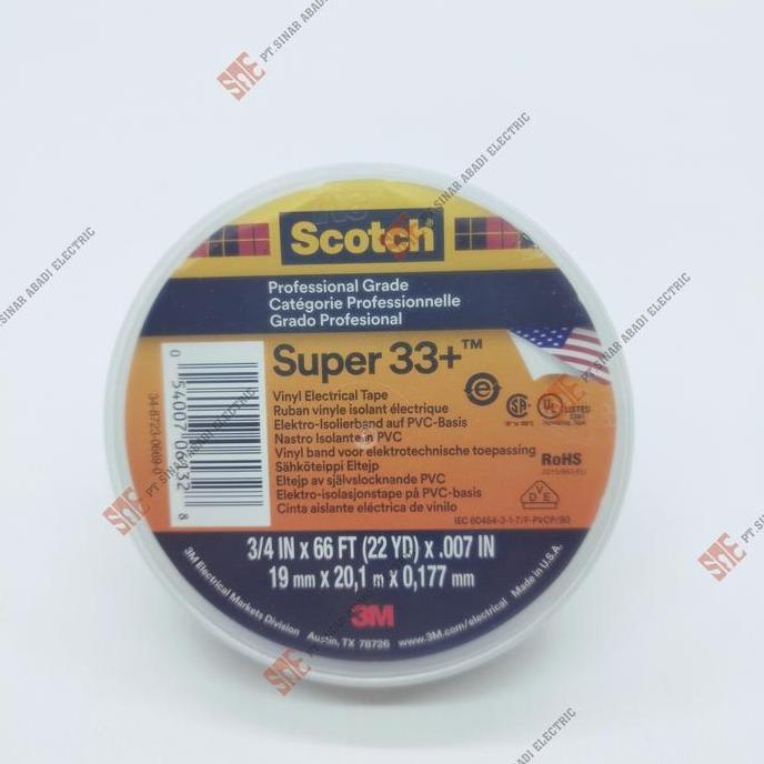 Isolasi Solasi 3M Scotch Super 33+ Electrical Tape