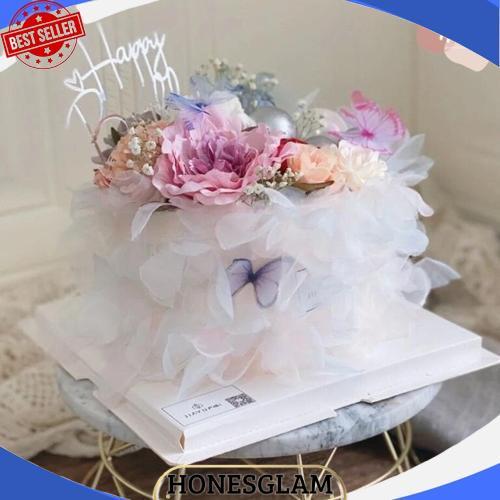 Premium Flower Cake Side / Pinggiran Pelek Kue Bentuk Bunga Renda Bahan Kain Bening Colorful Pastel 