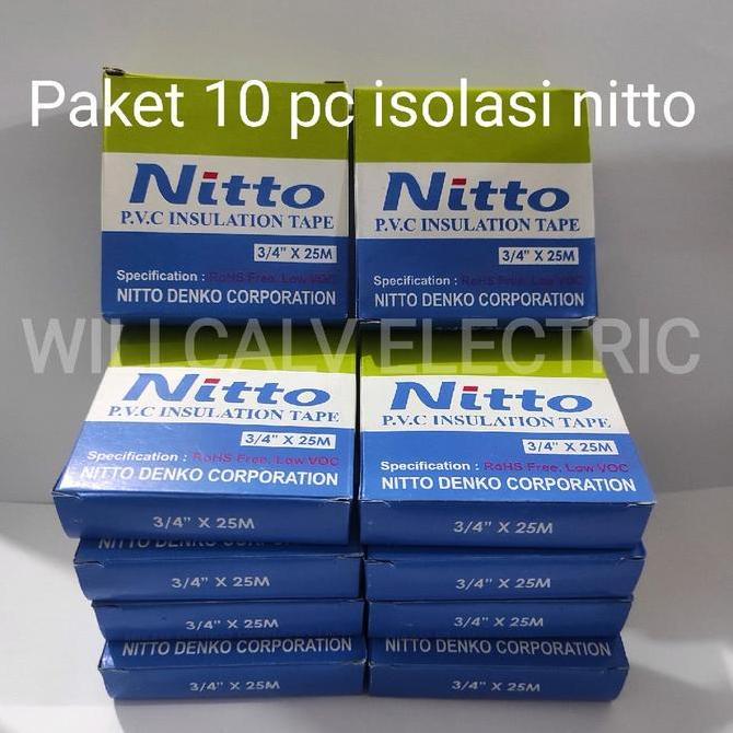 paket 10 pc isolasi listrik Nitto / Isolasi kabel listrik Nitto / Isolasi Nitto kabel listrik