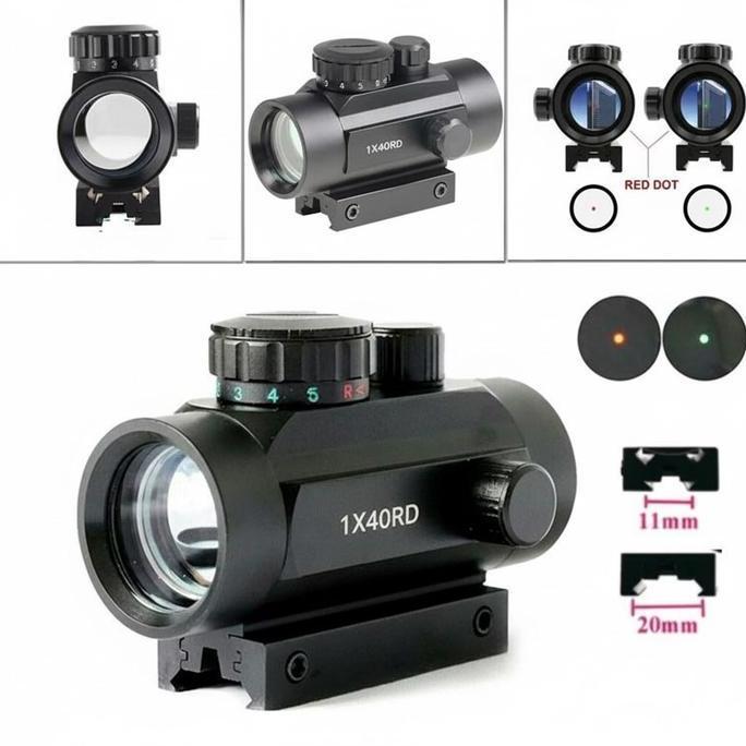 TELESKOP 1X40 LASER RED DOT GREEN DOT HOLOGRAM METAL RD RED DOT 1X40 REDOT 1X40 RD LASER MERAH HIJAU