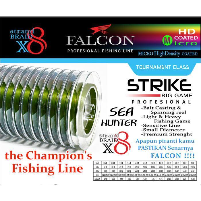Senar Pancing Pe X8 Falcon Sea Hunter Strike 300M Paket 3 Roll Terbaru Best Quality 100% Original