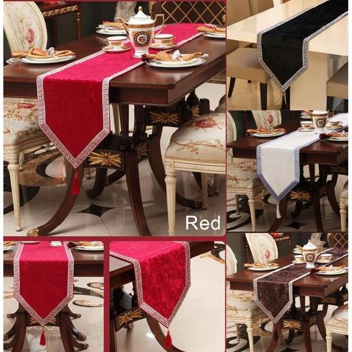 table runner panjang - Bed Runner Bludru Suede Mewah 250 cm - Hitam