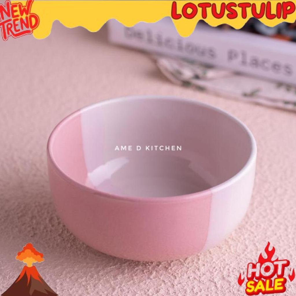 Diskon Mangkok Sup Bulat Keramik Two Tone Pink
