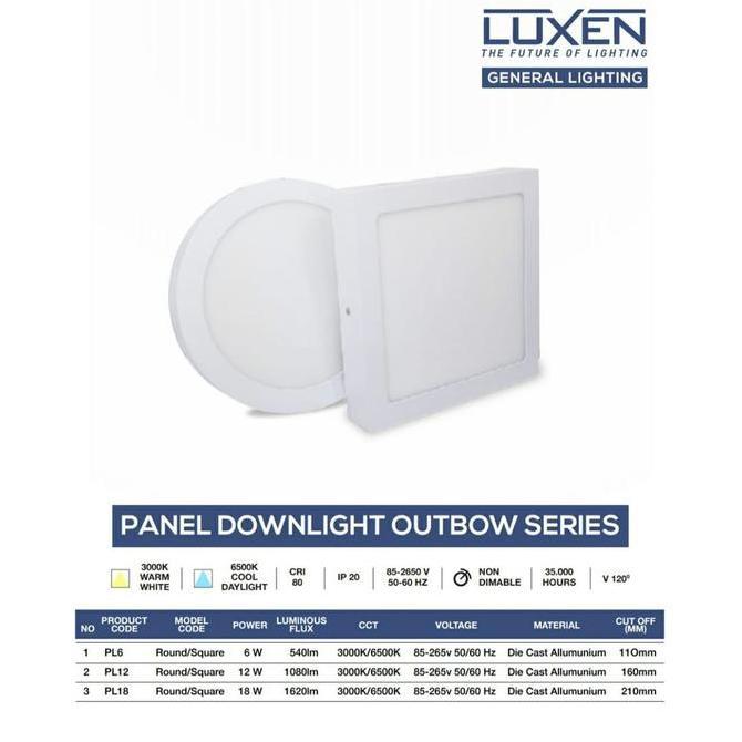 New- Lampu LED Panel LUXEN / Downlight LED LUXEN Panel 12W KOTAK