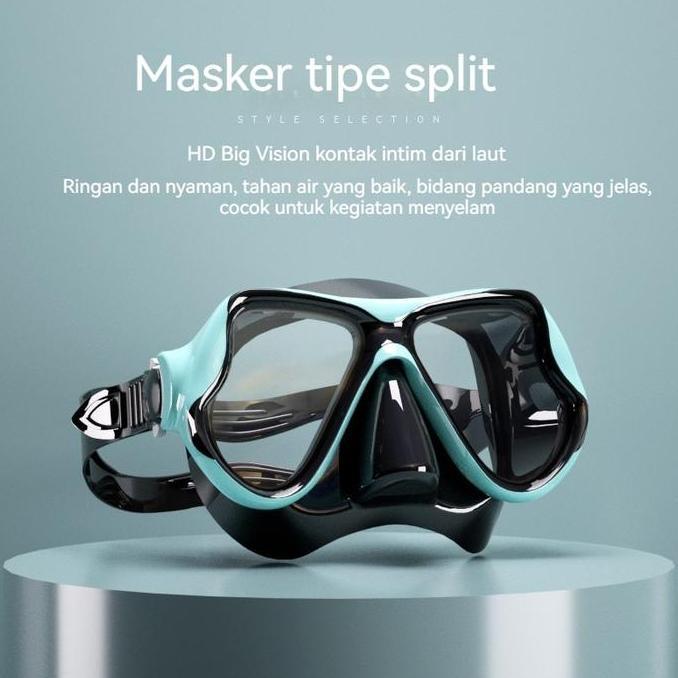 Miliki Set Kacamata Renang Snorkel Diving Anti-Kabut Kaca Tempered / Masker Selam Anti-Kabut Bingkai