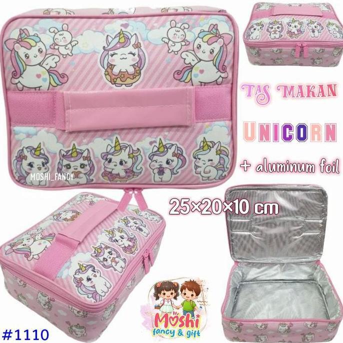 Terbaru Lunch Bag Unicorn Kotak / Tas Makan Unicorn / Tas Bekal Anak Perempuan Motif Unicorn Pink - 
