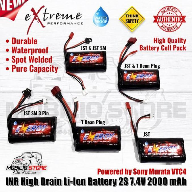 Baterai Inr Li Ion 7.4 Volt 2000 Mah High Drain Rc Mini Battery