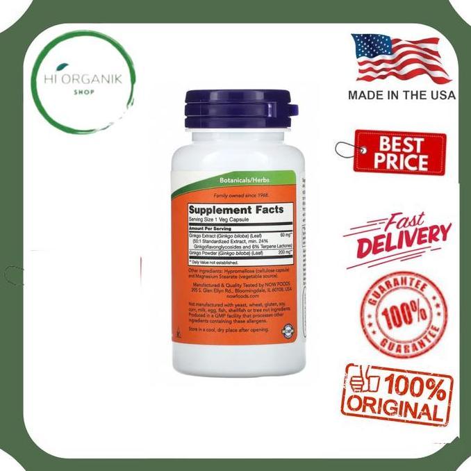 Now Foods Ginkgo Biloba 60 Mg 60 Veg Capsules Original