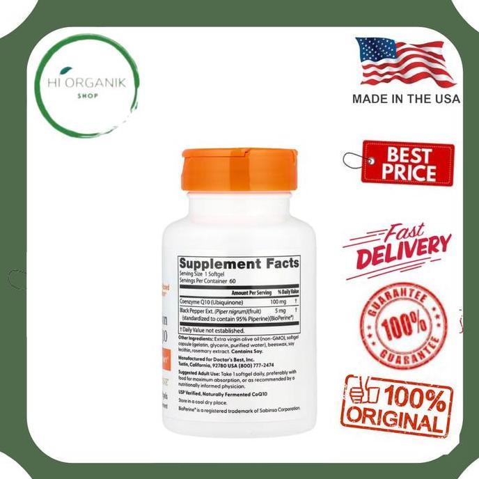 Doctor'S Best High Absorption Coq10 With Bioperine 100 Mg 60 Softgels Original