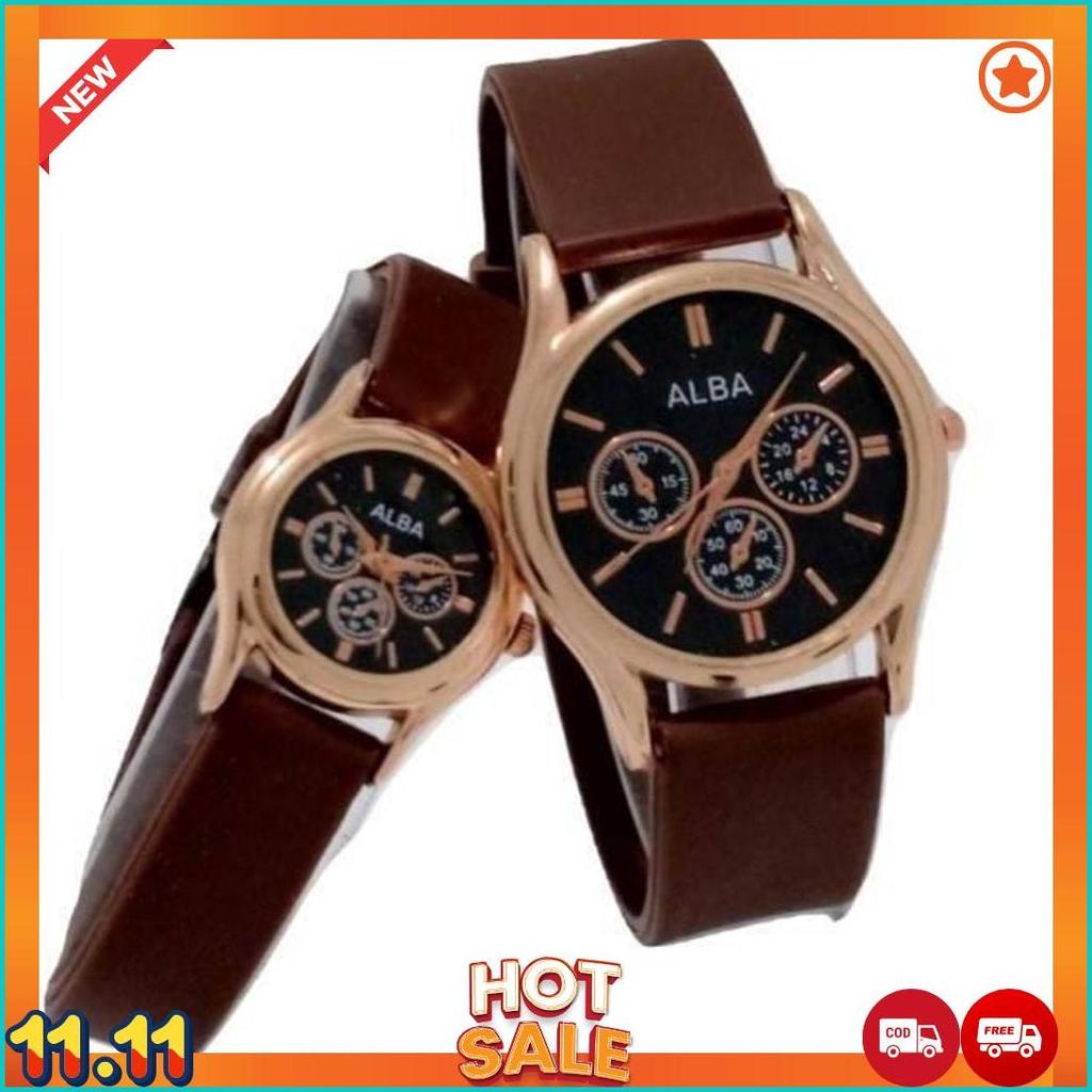 JAM TANGAN COUPLE/PRIA/WANITA ALBA COUPLE STRAP RUBBER COD