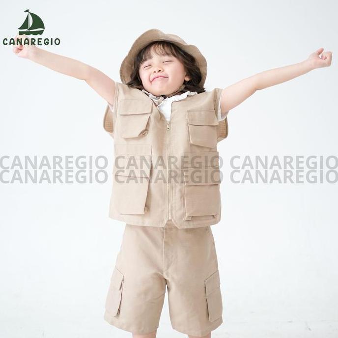 BAJU SAFARI ANAK GEMAS | BAJU 1 SET ANAK SAFARI PENJAGA KEBUN BINATANG | KOSTUM PENJAGA SAFARI ANAK 