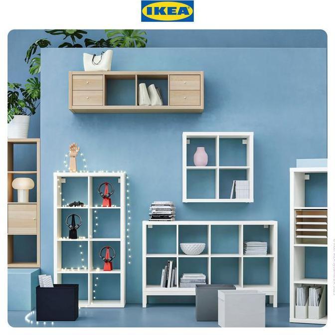 IKEA KALLAX Rak Pajangan Minimalis Putih Berkualitas 77x77cm Furniture