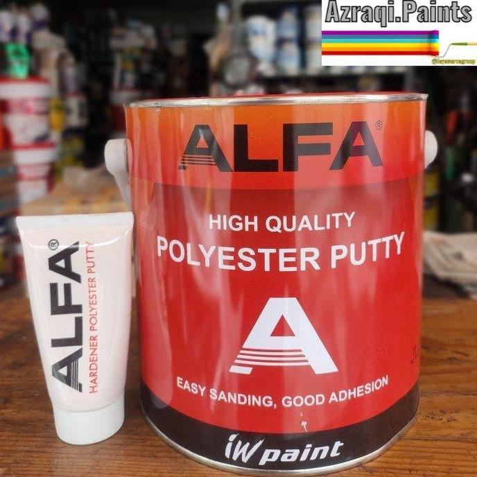 Premium DEMPUL ALFA IW PAINT POLYESTER PUTTY GALON ( 3 KG ) + HARDENNER Promo