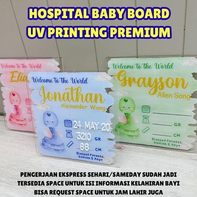 HOSPITAL BOARD ACRYLIC / HOSPITAL BABY BOARD / BIODATA BAYI PAPAN  NAMA BAYI