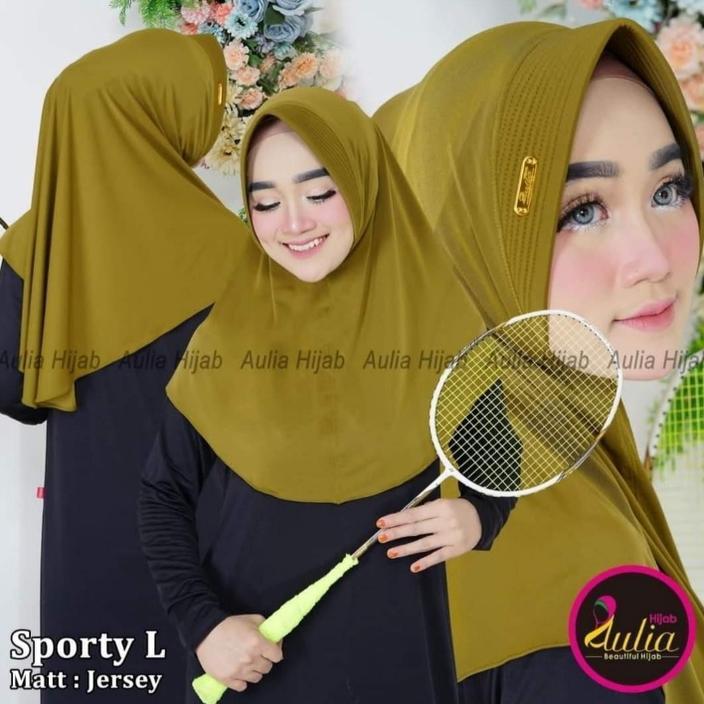 Jilbab Instan Bergo Aulia L Menutup Dada Kerudung Sport Langsungan Jersey Premium original hijab spo