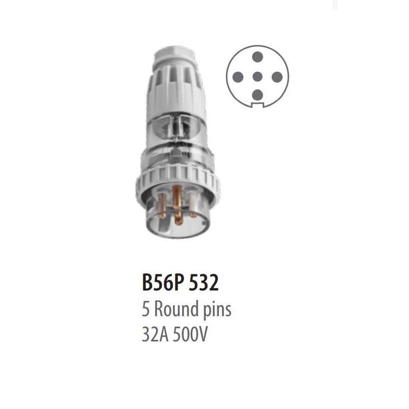 Promo BOSS PLUGS IP56 B56P 520 / B56P 532- 5 Round Pins 20A / 32A 500V Diskon