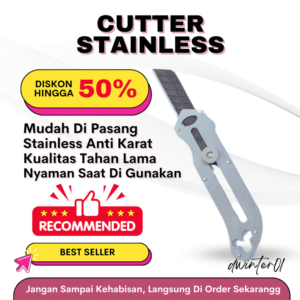 Pisau Kater Tajam Pisau Cutter Stainless Multifungsi 18 MM Tahan Karat KUALITAS BAGUS