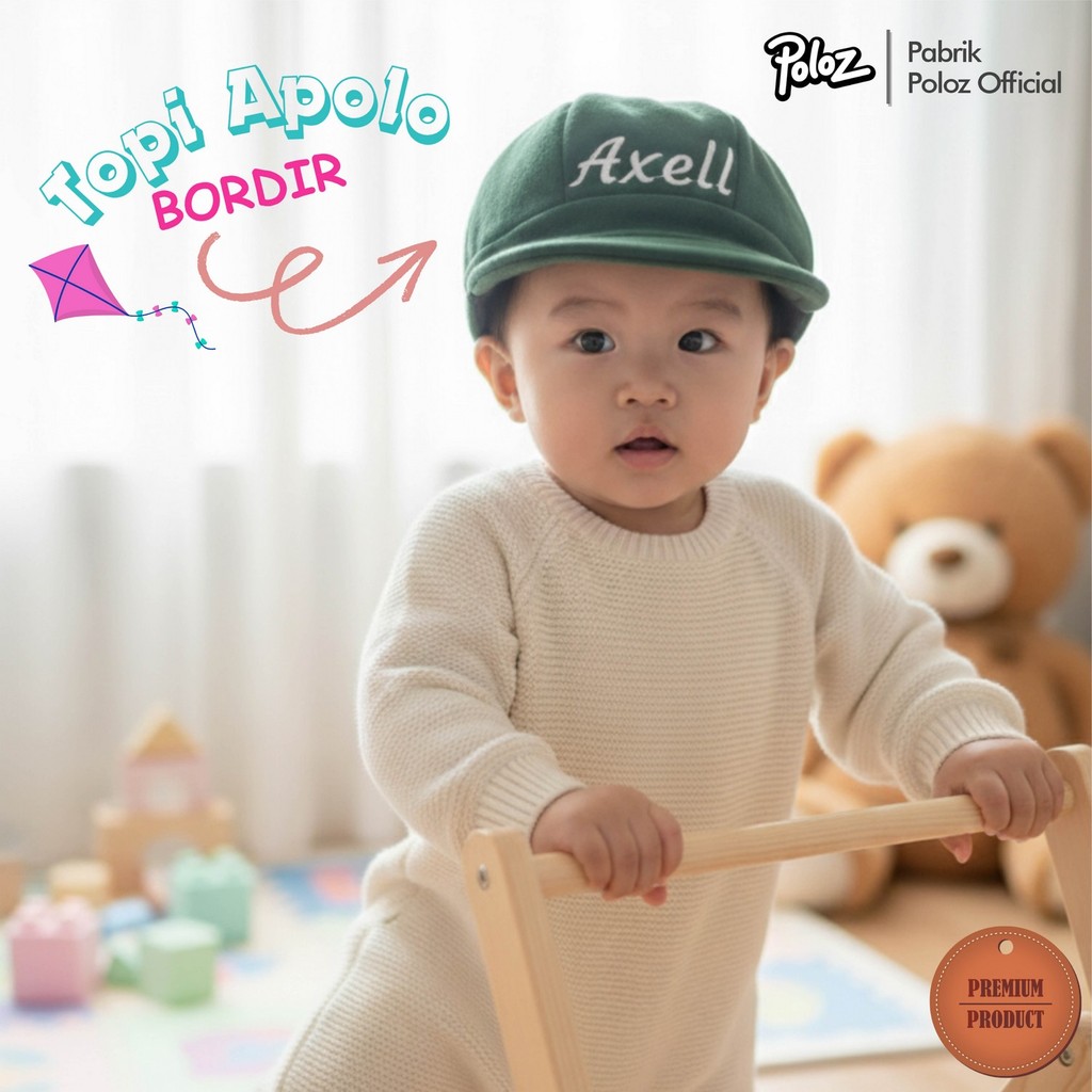 TOPI BAYI BORDIR NAMA TOPI BAYI CUSTUME BORDIR NAMA SATUAN  TOPI BAYITOPI BAYI TOPI BAYI APOLO