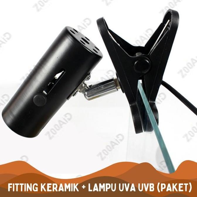 FITTING KERAMIK PENDEK + LAMPU UVA UVB PENGHANGAT REPTIL REPTILE KURA