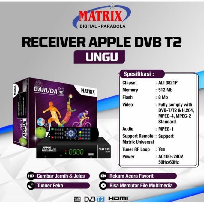 Grosir Receiver Tv Set Top Box Matrix Garuda Dvb T2 Digital Apple Gara
