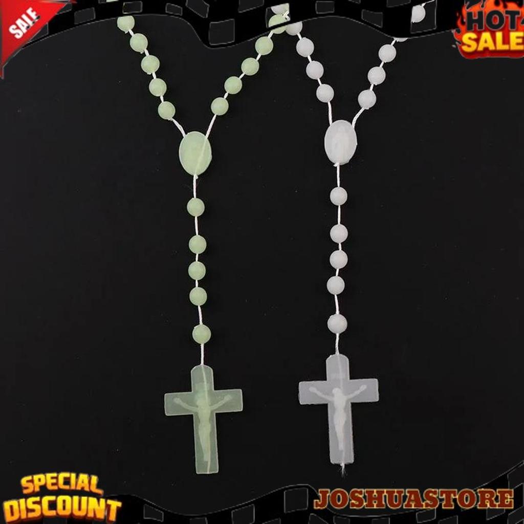 Termurah Kalung Rosario Fosfor Katolik Bulat 8 Mm Menyala Dalam Gelap Aksesoris Souvenir Benda Rohan