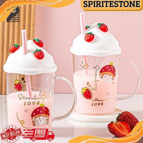 Unik Either.Id | Gelas Kaca Transparan Aesthetic Lucu Gelas Anak Gelas Cantik Mug Aesthetic